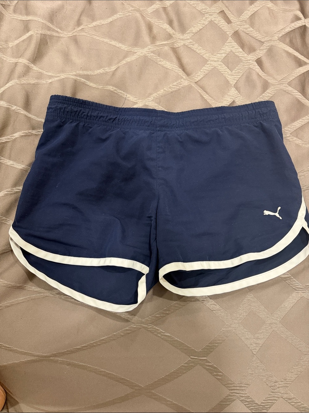 Puma Women's Navy Blue Athletic Shorts with White Trim